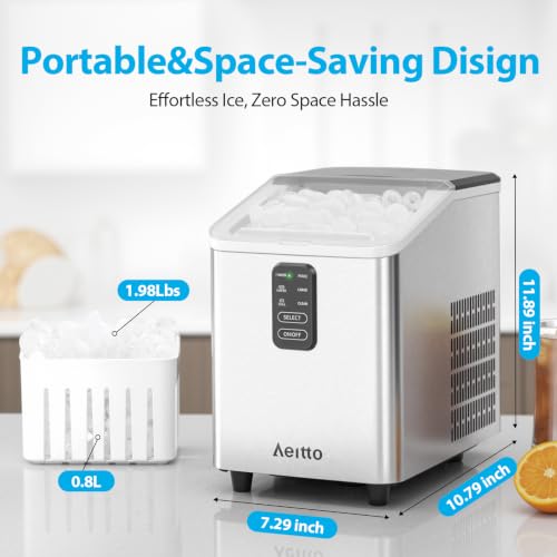 Image of Aeitto Ice Maker Countertop 26lbs /24H Ice Makers Ready in 6-Min 8 Ice Cubes