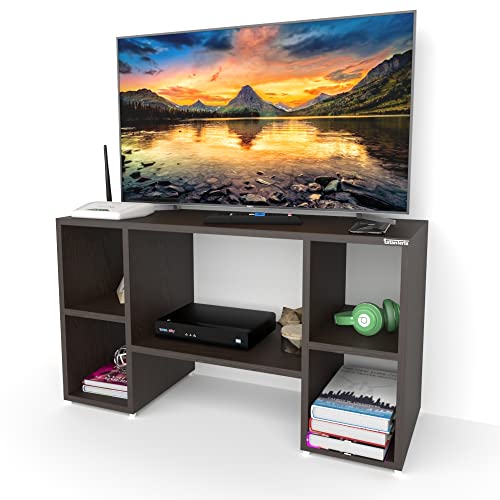 Image of ESTANTERIA Tv Cabinet for Living Room Engineered Wood TV Entertainment Unit Set Top Box Tv Stand Table /TV Cabinet with Shelves for Books & Dcor Display Unit Bed Living Room(Brown)(30D x 81.2W x 45H)