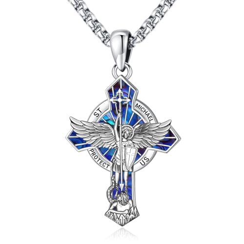 Eusense St Michael cross Necklace for men women archangel michael