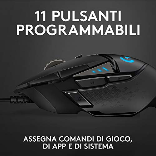 Logitech-G502-HERO-Mouse-Gaming-Prestazioni-Elevate-Sensore-HERO-25K-25600-DPI-RGB-Pesi-Regolabili-11-Pulsanti-Programmabili-Memoria-Integrata-PCMacLaptop-Nero