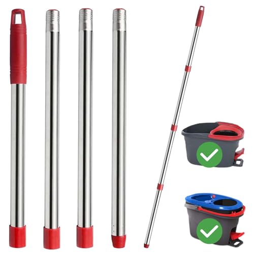Kimmkco Spin Mop Replacement Handle, 4-Section 30-to-58 inch Mop Stick Replacement for Ocedar Mop Handle for Easy Wring and Rinse Clean, Germany Screw Joint (Mop Head&Base not Included)