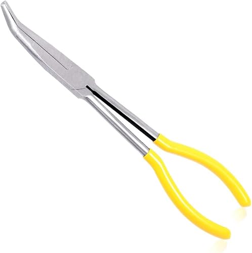 Miniatura 1 de SPEEDWOX Alicates de punta de aguja de 45 grados de largo alcance Alicates de nariz larga doblada de 11 pulgadas mordazas dentadas