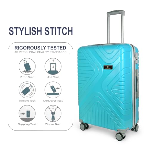 Image of Hard Shell Suitcase Set of 3 with Integrated Number Lock and 360 Degree Spinner Wheels, Teal, Polypropylene, Small 54cm Medium 64cm Large 74cm
