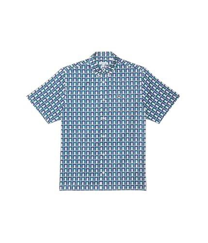 Lacoste Boys' Short Sleeve Button Down Collared Shirt W/All Over Print