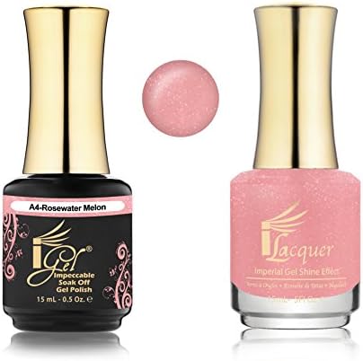 iGel Beauty Impeccable Soak Off GEL Polish+ LACQUER Duo Set 190 Beautiful Colors (A04 Rosewater Macaron)