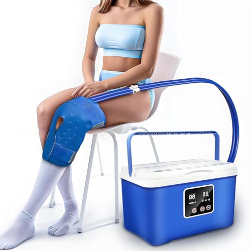 YXFAZPP Máquina de Terapia de Hielo de 9 Cuartos, máquina de Terapia de frío con Almohadilla de compresa fría, caudal Ajustable, Uso Continuo de 12 Horas, Alivia la hinchazón del Dolor