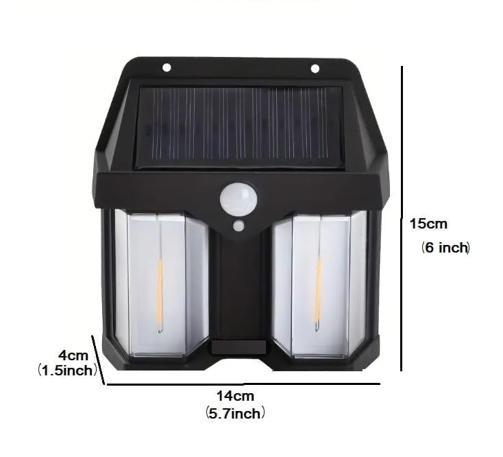 Image of Double Bulb Solar Wall Lights | Motion Sensor Auto Chargeable Exterior Double LED Sconce | Waterproof Security Lamps for Garden, Backyard, Patio, Balcony