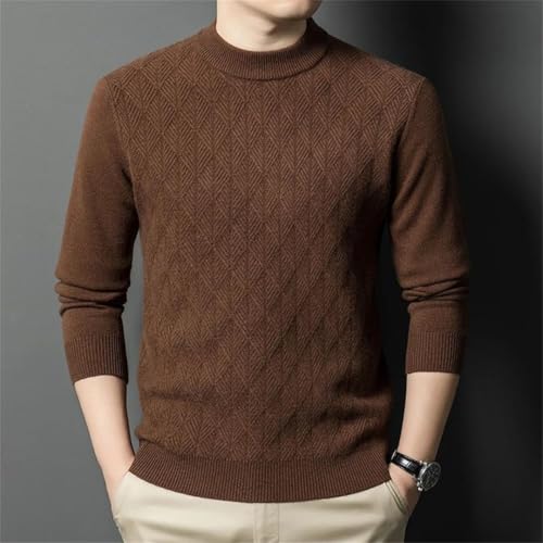 Men's Winter Mock Neck Knitted Sweater Solid Color Thick Warm Knit Pullovers Slim Fit Sweaters2