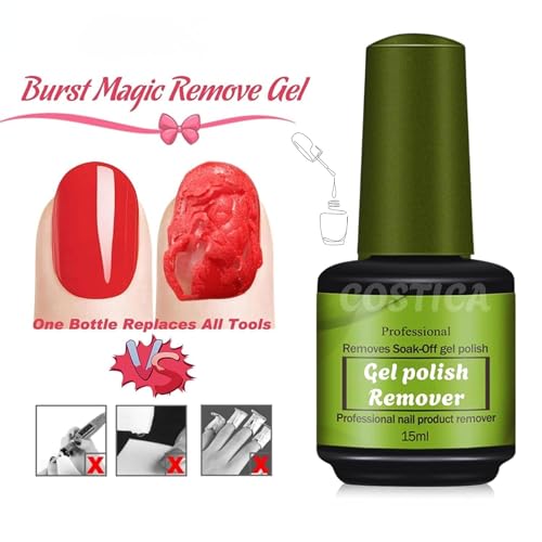 Image of COSTICA | 15ML Gel Nail Polish Remover | Professional Quick & Easy Remover in 2-3 Minutes, Acetone-free, Liquid | WITH PUSHER |