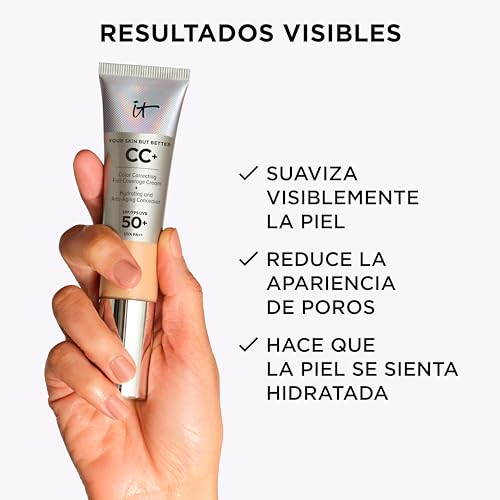 Image of IT Cosmetics CC+ Cream - Natural Full Coverage Foundation With SPF 50+, Color Corrector & Anti-Aging Hydrating Serum, Hyaluronic Acid + Peptides, Lightweight Up To 24H Wear, All Skin Types