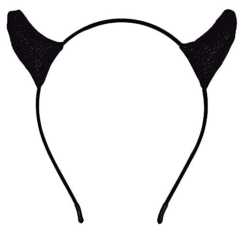 Leiwo Glitter Devil Horn Headband, Halloween Hair Hoop Cute Handmade Accessories For Fancy Dress Party Hairband Cosplay (Black) #TOP6