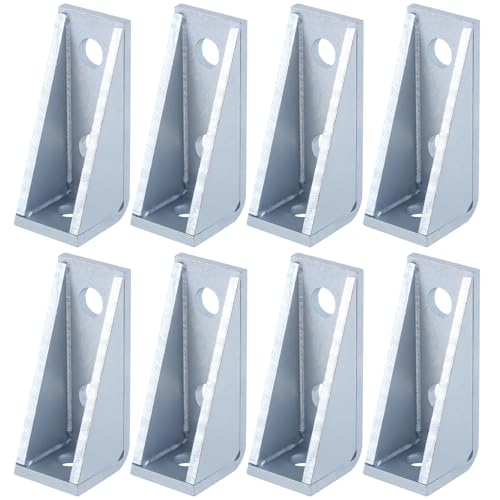yeesport 8 Pcs 90 Degree Gusseted Fittings, Right Angle Connector Brackets for 1-5/8" Strut Channel, 3-Hole Welded Corner Braces, Heavy Duty Carbon Steel Corner Connector Braces, Fit 1/2" Bolts