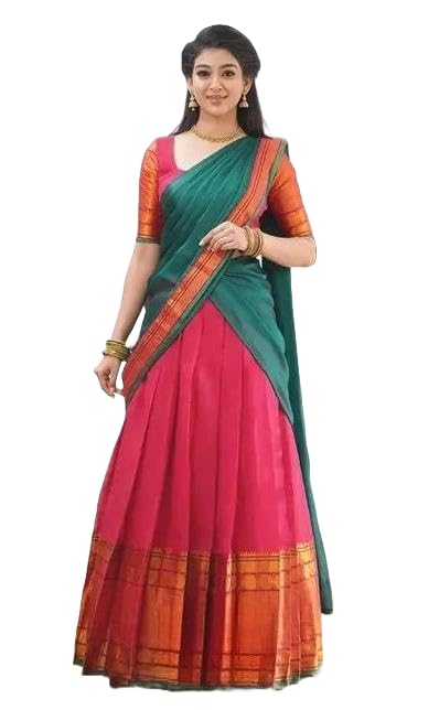 Image of ZITON Women's Indian Traditional Kanjivaram Silk Pure Weaving Lehenga Choli Along With Dupatta And Blouse Piece, Half Saree (Unstitched)