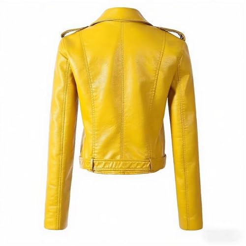 JEKE-DG Women's Casual Blazer Collar Fashion Coat Vintage Biker Spring Fall Coat Jacket Faux Leather Zip Up Coats2