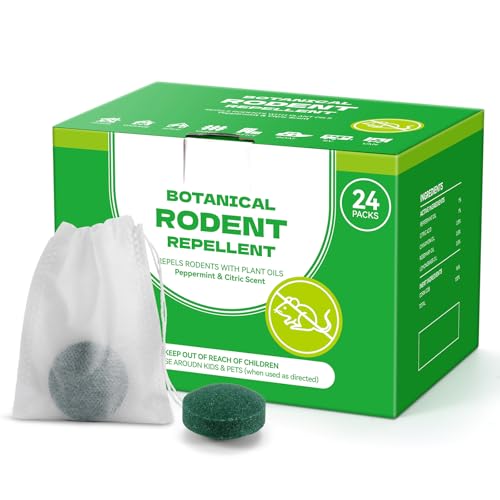 Plant-Based Mouse Repellent Pouches – Natural Rodent Deterrent with Essential Oils – Humane, Non-Toxic Mice Repellent Safe for Kids & Pets – Indoor & Outdoor Rodent Control (24)