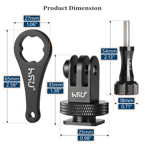 Image of HSU Aluminum Cold Shoe Mount Adapter, 1 /4-20 Screw Hole Tripod Mount Adapter for GoPro Hero 13 /12 /11 /10 /9 /8 /7 /6, DJI Osmo Action, Applicable for Tripod Selfie Stick Monopod and DSLR Camera Flash