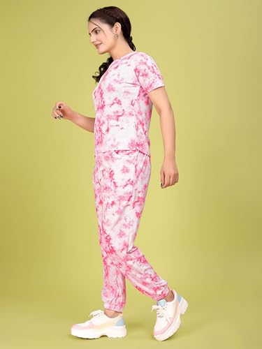 Image of Women's Printed Polyester Tracksuit Set, Lightweight Stretchable Tracksuit Suit and Gym Outfit with Side Pockets
