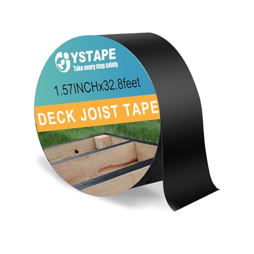 HKVPPI Joist Tape Black Butyl Sealant Tape for Decking Waterproof Self-Adhesive Joists Deck Tapes for Outdoor Repairs Building Beams Protection 4CMX 10M