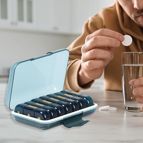 Image of Premium Unbreakable Medicine storage organizer- Waterproof Medicine organizer box- Medicine Box, 7 days Medicine Box For Home-Large Pill Organizer Box Case (Blue-3 Compartment)