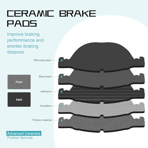 Image of D1409 Front Ceramic Brake Pads Kit Fit For BMW 528i 2012-2013, For 528i xDrive 2012-2013, For 535i GT 2010-2017, For 535i GT xDrive 2011-2017, For 550i 2011-2016
