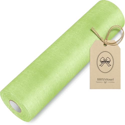 100%Mosel Chemin de Table en Non-tissé, en Vert Pastel (30 cm x 25 m), Nappe décorative pour Anniversaires Mariages et pour des Occasions spéciales