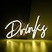 Produktbild Looklight Drinks Buchstaben Leuchtreklame Warmweißes LED-Neonlicht Wort Lichtzeichen Neon Schild Dekorative Wandleuchten für Shop Restaurant Esszimmer Bar Pub Party Dekoration