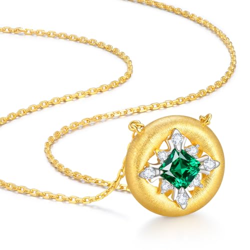 LEONIDS 14K Gold Moissanite or Lab-Grown Emerald Necklaces for Women | 925 Sterling Silver Snowflake Pendant Necklace with Hairline Detailing Non Tarnish | Birthday Jewelry Gifts for Her