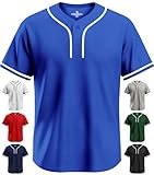 Exxact Sports Blank Baseball Jersey, Unisex Classic Two Button Softball Jersey for Men & Women, Comfortable for All-Day Wear - (Royal Blue, AM)