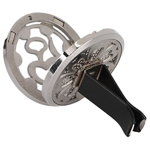 Car Diffusers Vent Clip, Stainless Steel Essential Oil Car Air Freshener Aromatherapy Locket with 4 Pads, Aromatherapy Decor Defusers Scent Home Perfume Essentials Accessories(02)