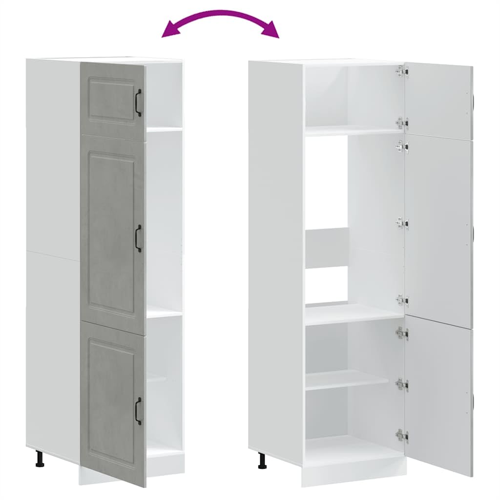 vidaXL Armoire de Cuisine Kalmar Gris béton Bois d'ingénierie, Armoire de Cuisine Blanche, Armoire de Cuisine latérale, Meuble de Cuisine autoportant