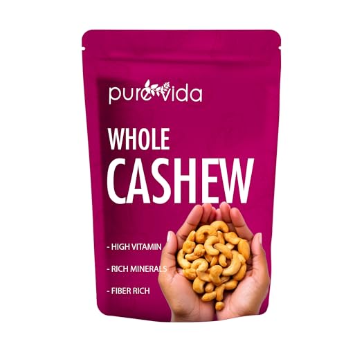 Image of Purevida Cashews 450gm | Rich in Protein, Healthy Fats & Antioxidants | Supports Heart Health & Energy Boost | Crunchy & Delicious | Gluten-Free | Ideal for Snacking, Cooking & Baking (Pack of 2)