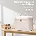 NOL Natural Organic Lifestyle Insulated Lunch Bags for Women Cooler Bag Lightweight Nylon Waterproof Lunch Box For Work（Medium, Cream