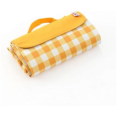 Picnic Blanket with Waterproof Backing 145x165cm Large Outdoor Rug Beach Camping Mat Folding Sandproof Grass Rug Picnic Mat Tent Carpet Portable with Handle Travel Patio Garden for 2-4 people Yellow Cover