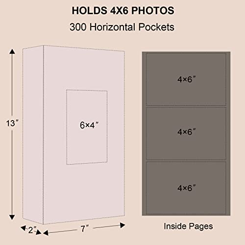 image for Vienrose Photo Album 4x6 300 Photos Leather Cover Picture Book with 30