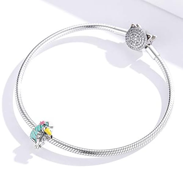 Summer Holiday Series Vibrerande tukanberlock för originalarmband 925 silveremalj fågelberlock DIY smycken