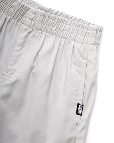 Image of DKNY Boys 3 Piece Button Down Shirt Crewneck Tee and Twill Shorts Set | Woven Button Down, Soft Tee and Matching Shorts, Breezy Lightweight Comfort for Everyday Summer Wear and Play