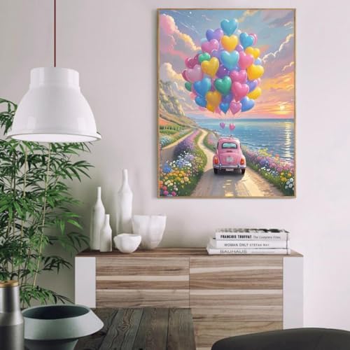 Image of Clendo Balloon Paint by Numbers Kit for Adults, Car Paint by Number for Adults Beginner on Canvas, Ideal Gift Choice for Birthday and Festival, DIY Acrylic Paints for Wall Decor 16x20inch
