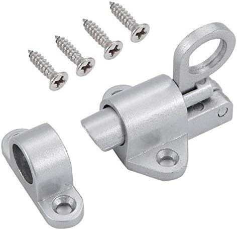 Slide Latch,Gate Bolt Lock,Bolt Sliding Door Lock, Aluminum Alloy Security Automatic Window Gate Lock Spring Bounce Door Bolt Latch(C)