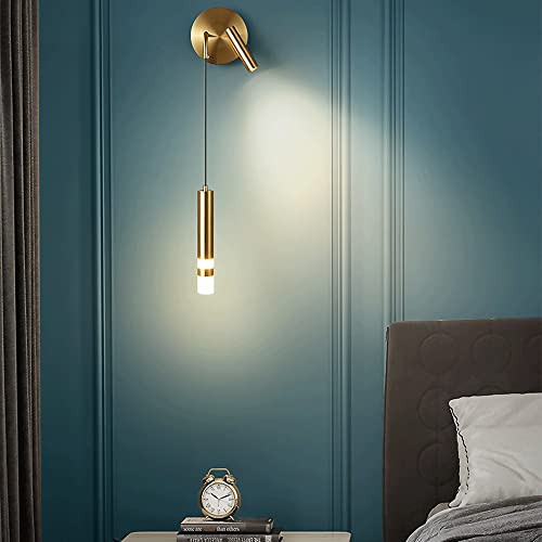 Aplique de pared moderno dorado con foco ajustable LED para salón 4
