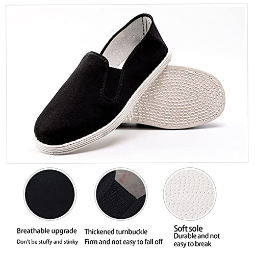 Men's Chinese Breathable Slip-On Kung Fu Tai Chi Old Beijing Canvas Shoes, Traditional Comfortable Non Slip Tai Chi Shoes, for Both Indoor and Outdoor Use, Parkour, Taekwondo3