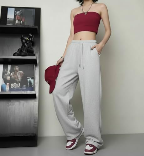 Image of dockstreet Straight Wide fit Long Length Open Bottom Jogger for Women /Trending Multi Pocket Style, Relaxed Casual Pants for Women