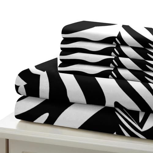Housse de couette zèbre 135x200 cm avec parure de lit microfibre