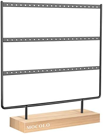 Mocolo Earring Organiser, Earring Display Stand, Earring Holder for Hanging Earrings (66 Holes & 3 Layers)
