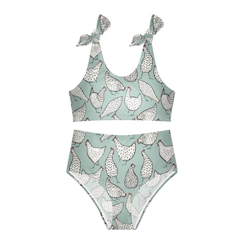 Image of CaTaKu Girls Swimsuits Two Piece Swimwear Cute Bikini Set Tankini Hawaiian Beach Sport Bathing Suit for Girls Size 3-12T