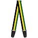 Guitar Strap Stripes Black Yellow Green 2 Inches Wide