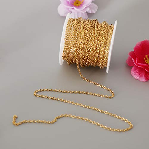kowaku Colar de corrente em rolo de ouro 5,4 metros 2,2 / 3 mm para - Ouro 2,2 mm 1, conforme descri