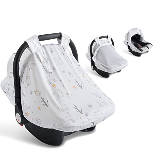 Image of Baby Car Seat Cover, Soft Sun Shade Cover, Breathable Comfortable Privacy Carseat Canopy Protect for Newborn Infant Boys Girls (Animals)