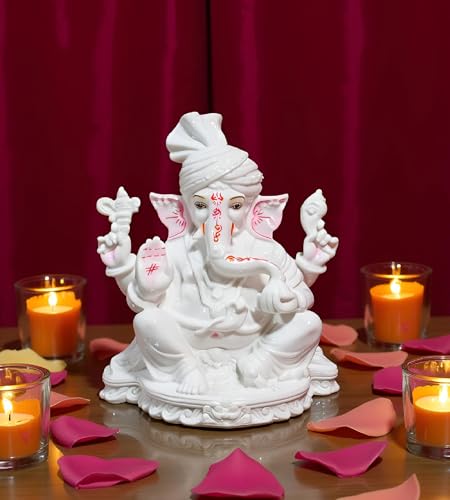 Figurine Murti statue marbre blanc 28 cm objet déco K4774 - 3