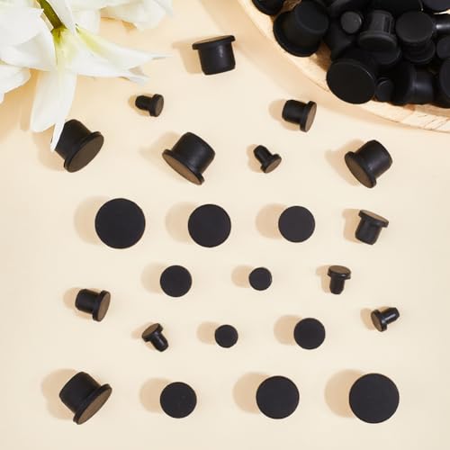 Image of GORGECRAFT 50Pcs 5 Sizes Silicone Stopper for Salt and Pepper Shakers 5.5 /8.3 /10.5 /12.5 /14mm Black Plug Stopper Replacement Insert Hole Plug Round End for Bottles Pipes Flower Pots Home Supplie