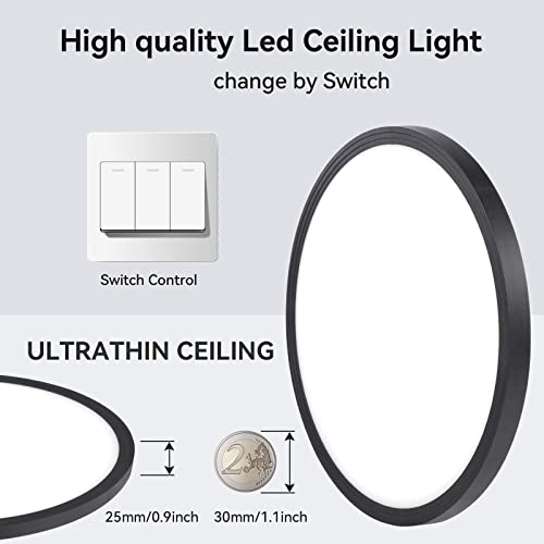 2800Lm Flush Mount Led Ceiling Lights,9 Inch Black 24W Slim Ceiling Light Fixture Round Day White 6000K Thin Round Flat Ceiling Light 120V Surface Led Ceiling Light 250W Equivalent (Black-8Pack) #TOP4